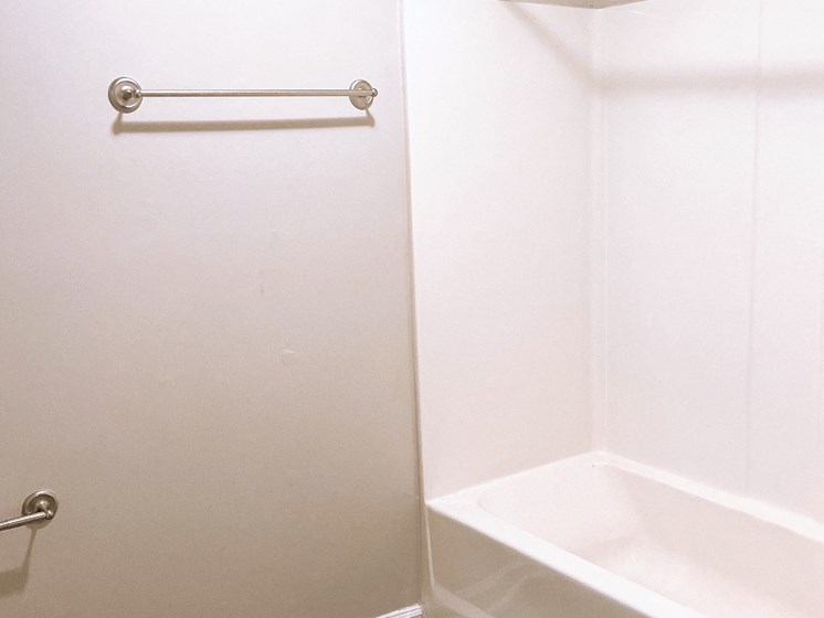 tub and shower in Fayetteville NC apartment bathroom